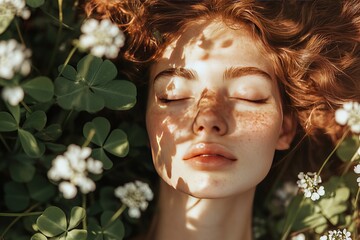 The sunlight bathes the white clover in an ethereal glow, creating a picturesque scene of beauty