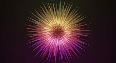 Abstract Starburst: Golden Radiance Fading into Violet Depths on Dark Backdrop