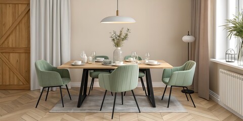 "Warm Scandinavian Modern Classy Drawing Room with Cozy Textiles, Wooden Accents, and Artistic Details"
