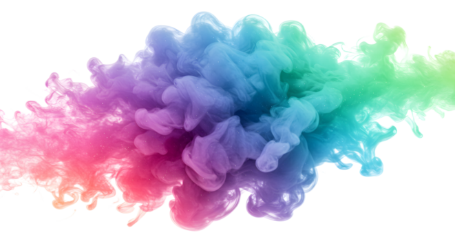 Colorful smoke swirling through the air, creating an abstract pattern against a black background, ideal for creative projects