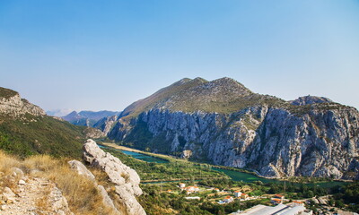 Dinaric mountains and canyon of Cetina river in Croatia