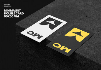 Double 90x50mm Business Card Mockup