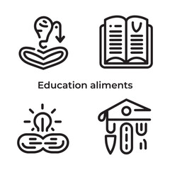education aliments icon set