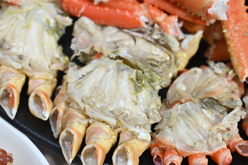 Korean seafood food. Korean steamed kingcrab
