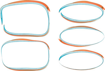 light blue orange decorative abstract outline frames set