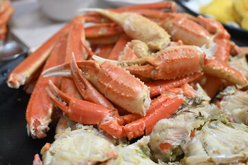Korean seafood food. Korean steamed kingcrab