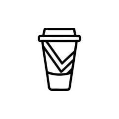 Line art coffee cup with lid chevron design on background togo beverage