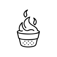 Handdrawn cupcake with frosting three decorative elements on background dessert sweet