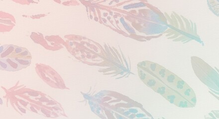 Pastel Feather Pattern: Soft Watercolor Design with Delicate Texture and Subtle Color Variations