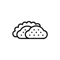 Handdrawn of two cloud-shaped food items with dot details on background clouds outline