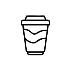Outline of a coffee cup with a lid on a background vector beverage drink