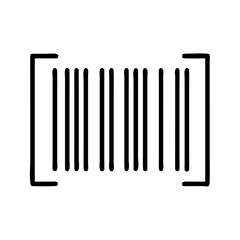 Black and White Barcode Scan Icon – Minimalist Outline Vector Symbol Representing Barcode Reader, Product Scanning, Inventory Control, and Digital Checkout Systems for Online and Print Use
