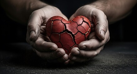 Hands holding a cracked heart representing emotional pain or heartbreak