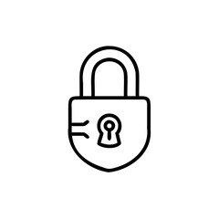Line art padlock icon with keyhole curved handle on background security safety