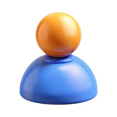 3D Rendered User Icon with Orange Head and Blue Body on White Background
