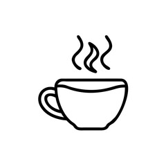 Line art coffee cup with steam rising on a background drink beverage