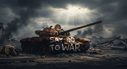 Tank protest against war