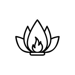 Lotus flower with flame symbol on background handdrawn fire