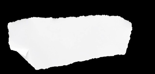 Jagged edges of white paper, isolated on black background,  obsolete paper,  paper texture