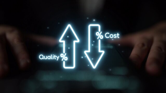 Business concept showing cost reduction and quality increase using Lean, Six Sigma, and Total Quality Management (TQM) to enhance efficiency, value, and customer satisfaction. Muxer