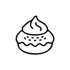 Handdrawn of a pastry with cream topping decorative dots on dessert food