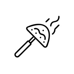 Line art of a cooking utensil with steam rising from it on a background spatula kitchen