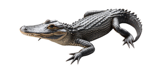 Fototapeta premium Alligator cutout on transparent background nature photography wildlife environment close-up view