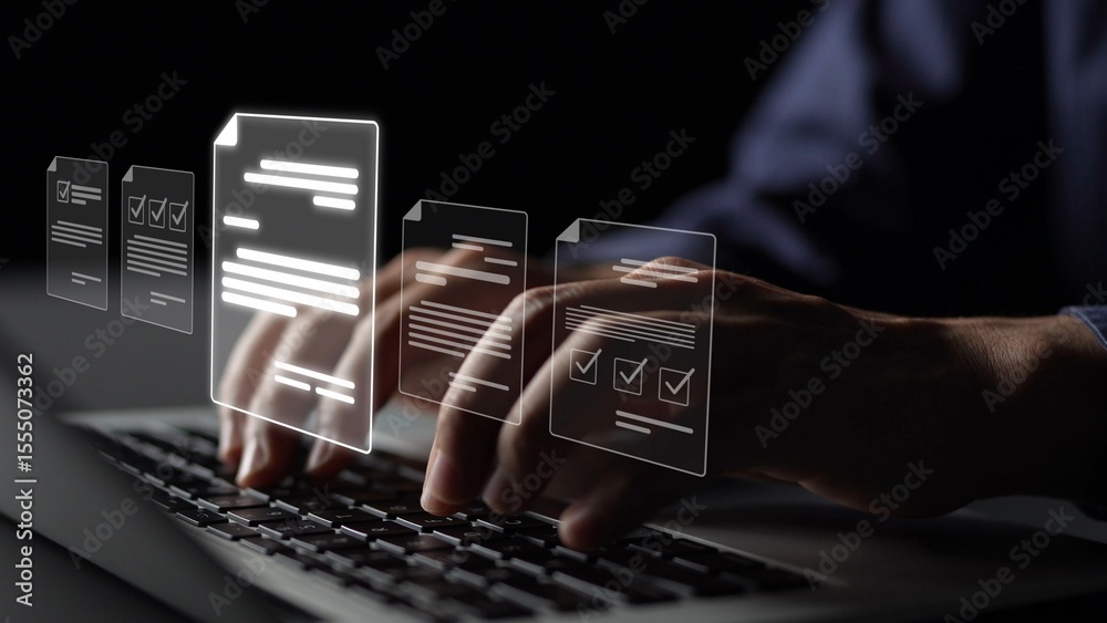 Poster online document management, cloud-based document access, secure digital file storage, paperless docu