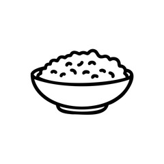 Handdrawn of a bowl filled with rice beans on a background food meal