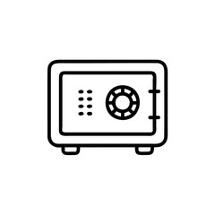 Handdrawn safe with combination lock door on background security bank