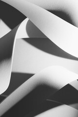 Curvilinear shapes in black and white, abstract background
