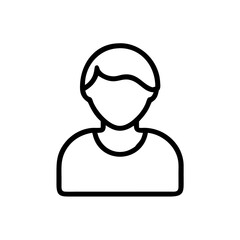 Black and White Male Avatar Icon – Minimalist Outline Vector of a Man Wearing Shirt and Tie Representing Business Professional, User Profile, or Corporate Employee Symbol for Online and Print Use