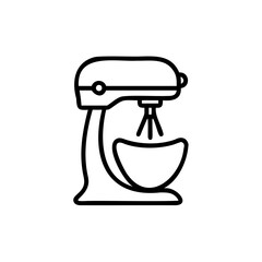 Line art of a stand mixer with a bowl whisk on background kitchen appliance