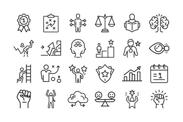 Business and Personal Development Icons Success Growth and Achievement