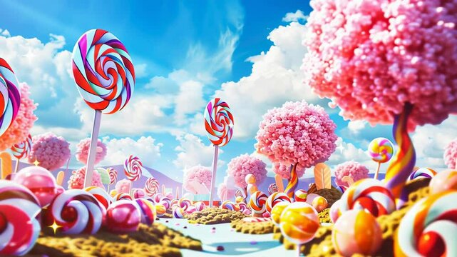 Fantasy surreal candy and sweets landscape