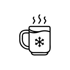 Handdrawn of a steaming mug with snowflake symbol on background drink beverage