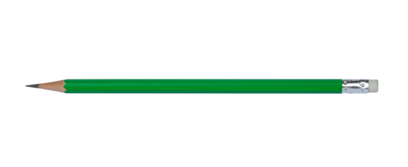 Green colored pencil on transparent background (PNG File)
