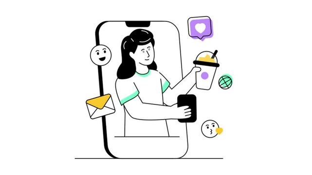 Social media Influencer 2D Flat Animation
