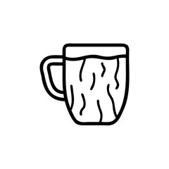 Outline of a mug with liquid handdrawn textured interior on background drink beverage