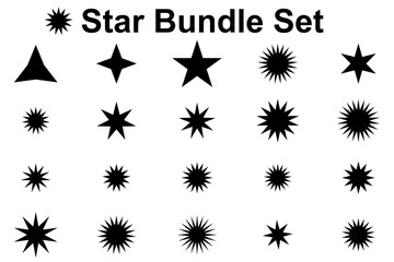 Black Star Bundle Set Various Shapes Sizes Graphic Design Elements stars