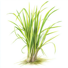 Fototapeta premium Fresh lemongrass stalks with leaves in watercolor botanical illustration style.