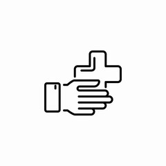 helping hand cross icon sign vector