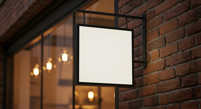 Blank Square Sign Mockup for Business Branding Cafe Restaurant Shop Exterior Design Advertising Template