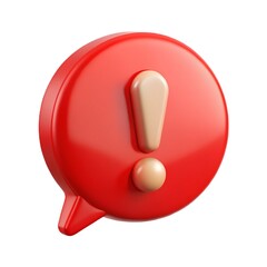 Red Speech Bubble with Exclamation Point Alert and Warning Sign