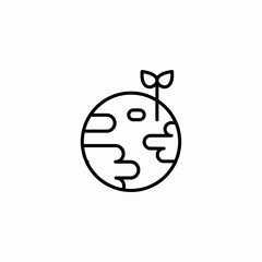 planet with sprout icon sign vector