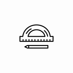 protractor pencil drawing icon sign vector