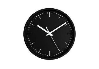 Isolated Black Wall Clock with Minimalist Design