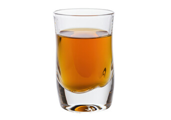 Isolated Shot Glass of Amber Liquor, Transparent and Curvaceous