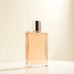 Elegant Amber Perfume Bottle on a White Surface