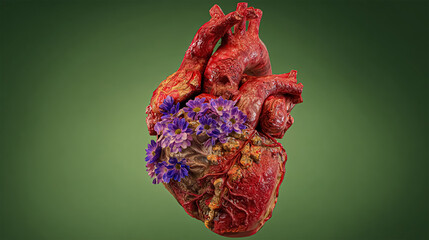 human heart model human heart anatomy flower model concept